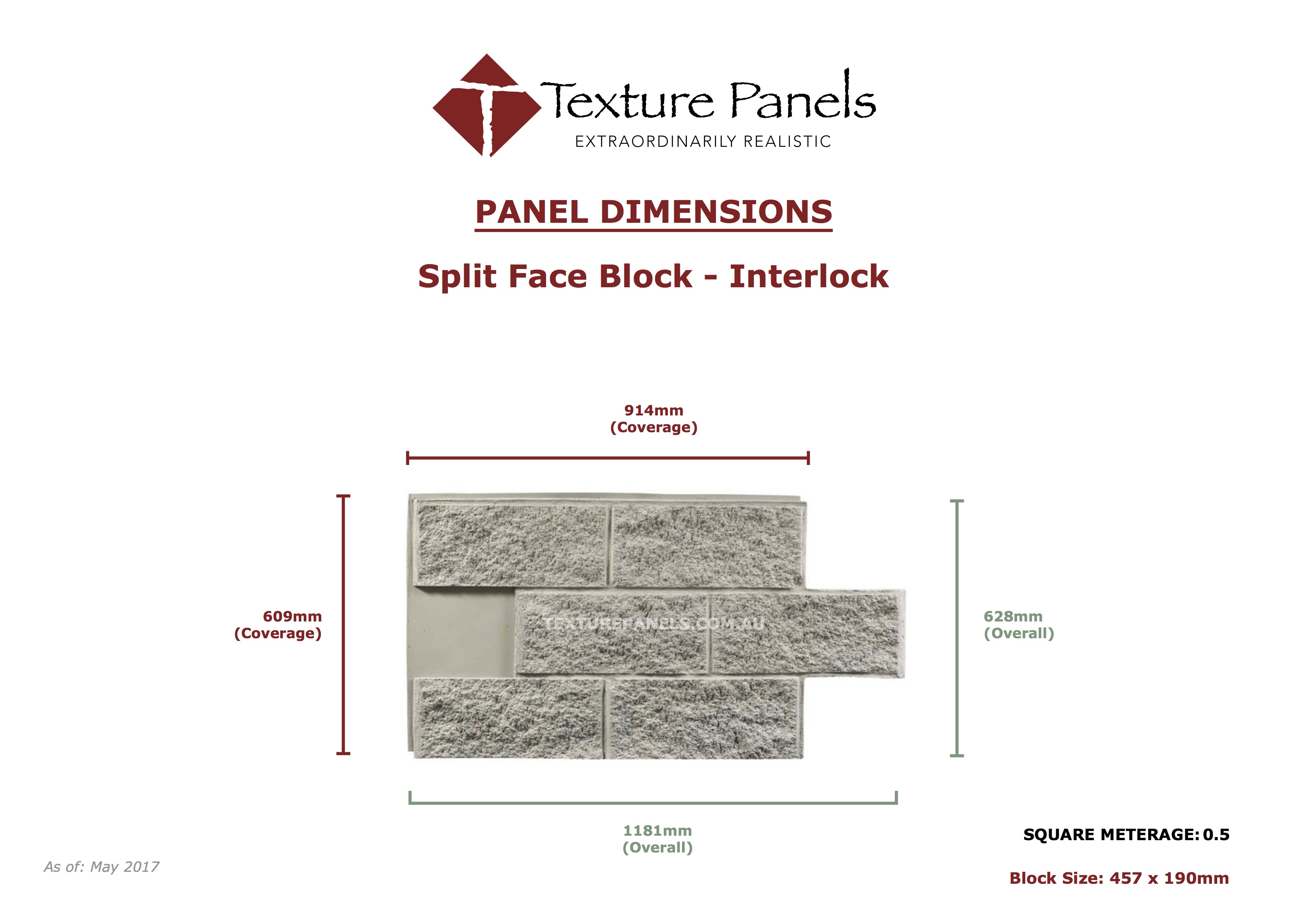 Split Face Block Interlock - Primed/Unfinished Dimensions